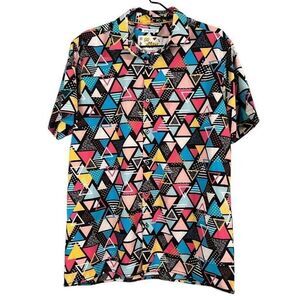 Oh Snap! Retro 90s Theme Geometric Stretch Shirt Drill Clothing Mens Size Medium